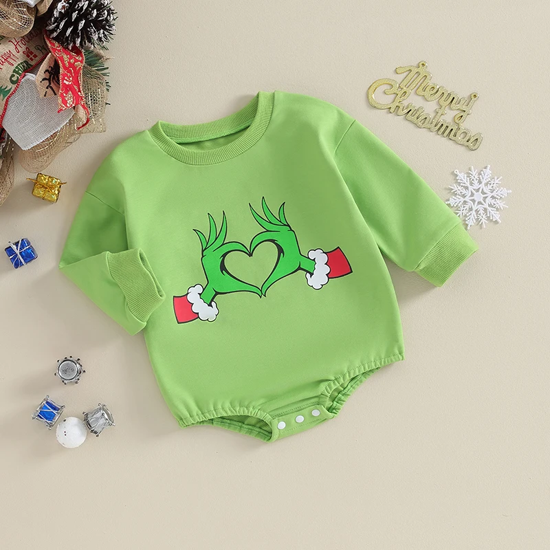 

Newborn Baby Girl Boy Christmas Outfit Sweatshirt Oversized Bubble Romper Sweater Clothes