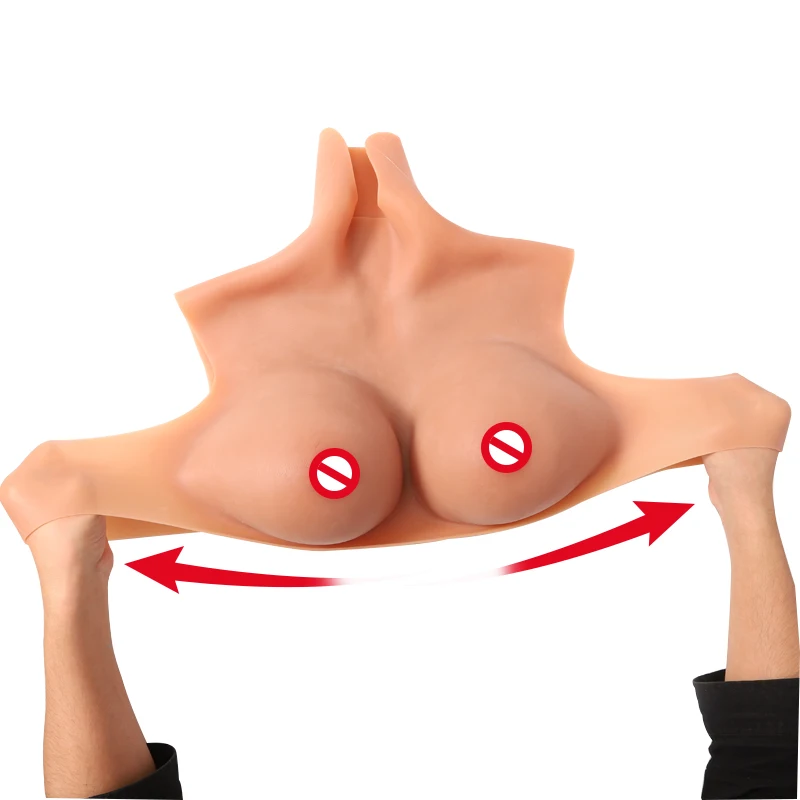 

2026unique High Collar Male to Female Sexy Breast Form Silicone Boobs Tape Fake Boobs Crossdresser Big Breast Doll for Women