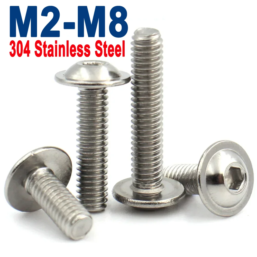 

50/20/10/5pcs M2 M2.5 M3 M4 M5 M6 M8 CM ISO7380.2 304 Stainless Steel Hexagon Socket Button Head Screws With Washer Collar Bolt
