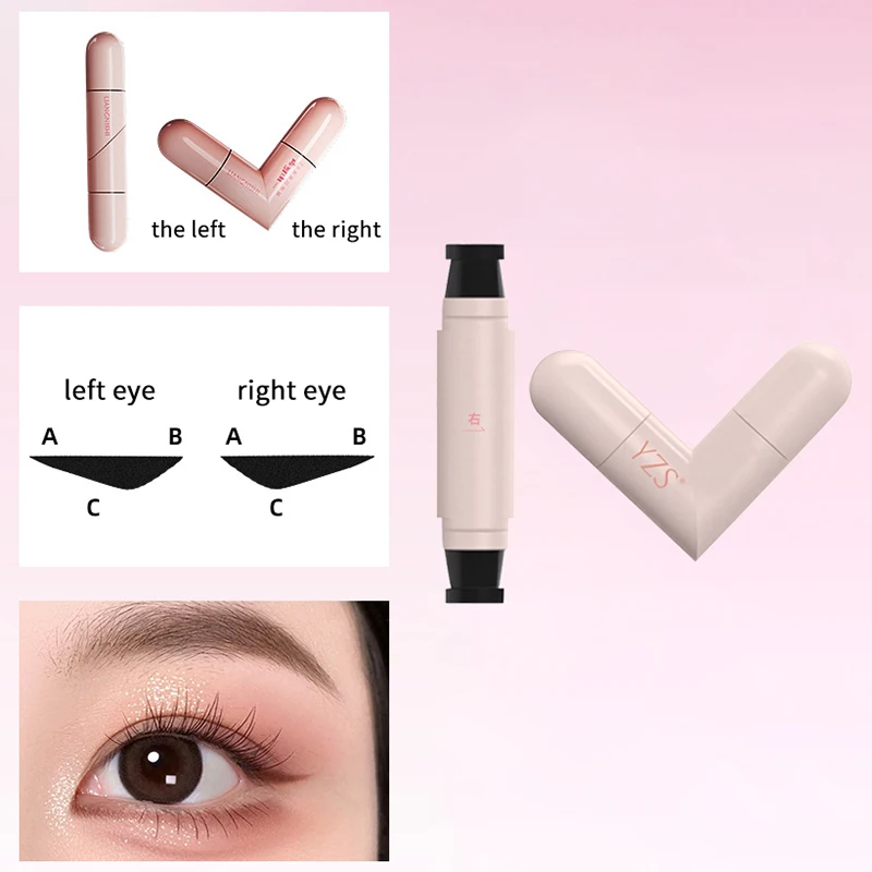 Geïntegreerde zwartbruine Dual-Tip DIY Eyeliner Wing-stencil Waterdichte vloeibare pen Langdurige sneldrogende roteer-eyeliner-stempel