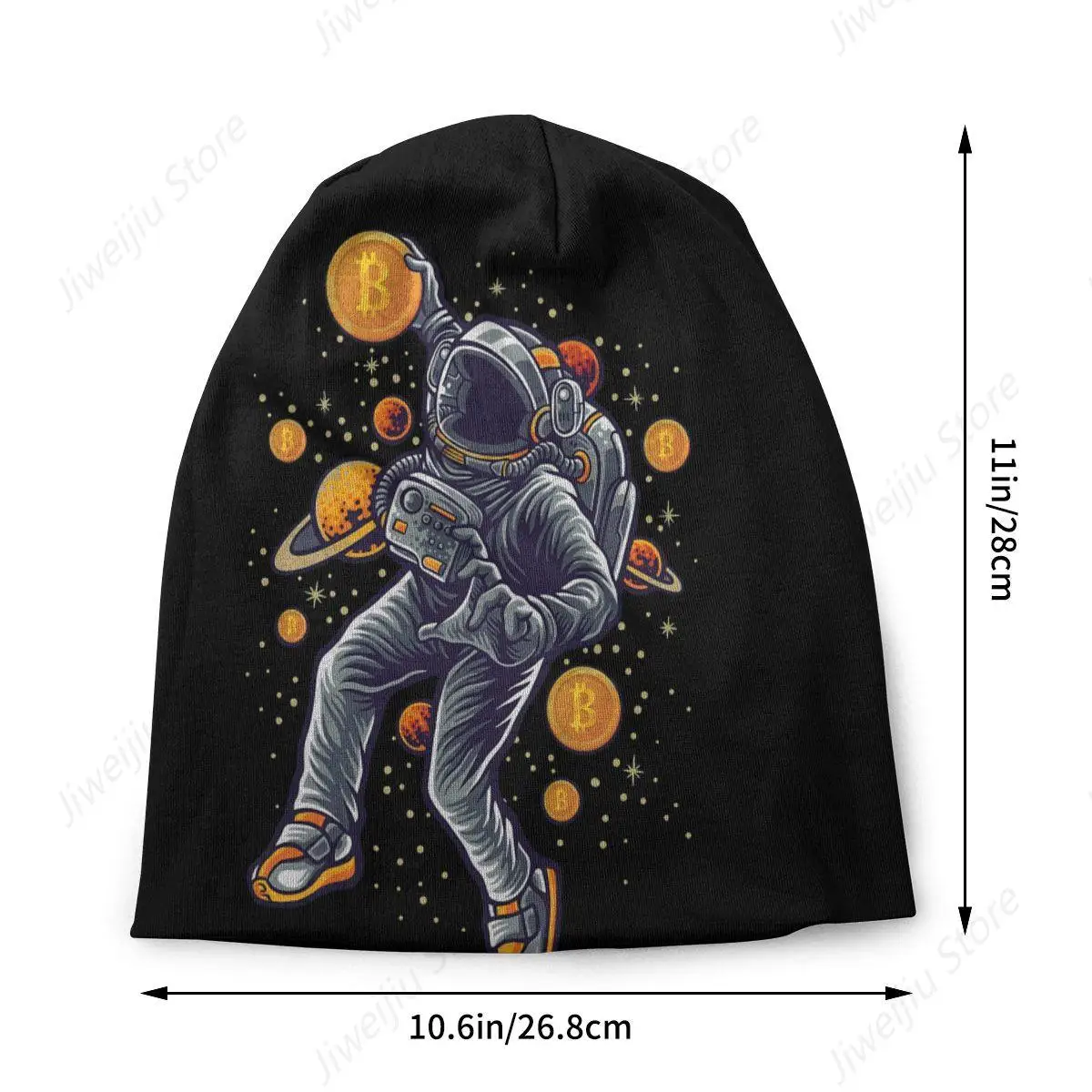 BTC Crypto Basketball In Space Thin Skullies Beanies Outdoor Caps For Men Women Bitcoin Crypto Miners Meme Ski Caps Bonnet Hats