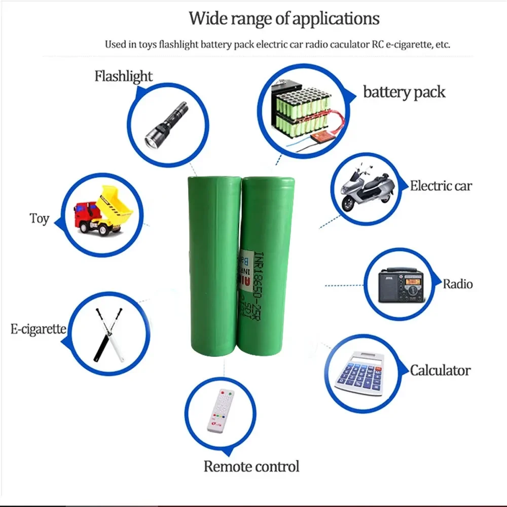 2500mAh 3.7V INR18650 25R Lithium Battery+ Charger For Screwdriver Flashlight Tool Battery