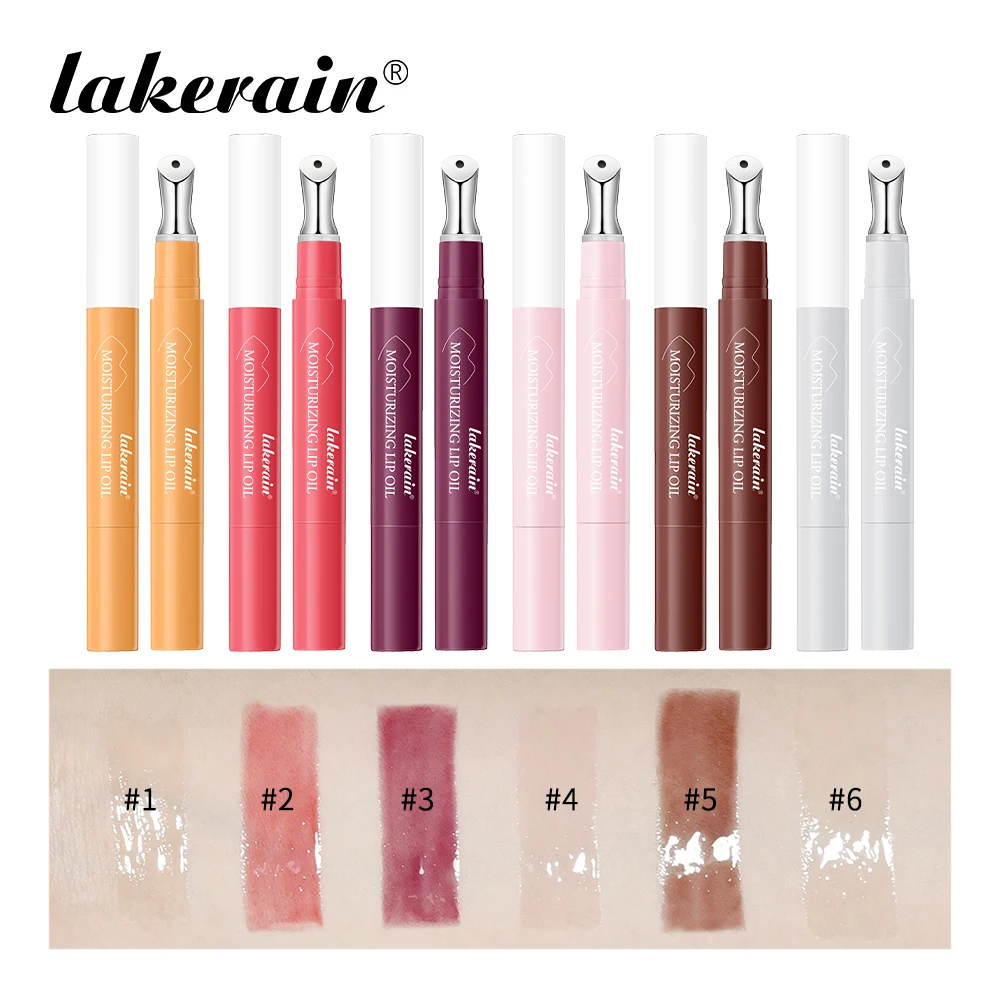 Lakerain 6 cores essência labial hidratante de longa duração linhas labiais claras cor destacando batom mel azeitona