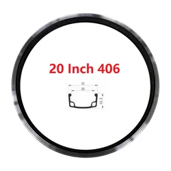 Electric Bicycle Wheel Rim 20 Inch Single Layer Black V Brake BMX Widen 13G 14g Spoke Plug 36 Hole BMX Racing Cycling Part