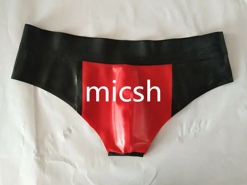

Latex Rubber Slip schwarz rot Bewegung kurze Hose Strand Fetisch Badehose