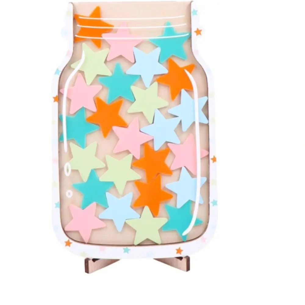 Handmade Wooden Star Reward Jar Incentive Pot For Kids Learning Habits Classroom Behavior Management Decorative Display