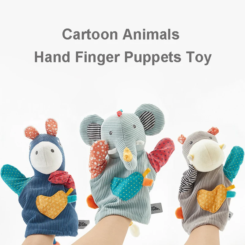 Simpatico cartone animato elefante Hippos giraffato unicorno animale mano dito burattino bambola peluche giocattoli educativi per bambini peluche