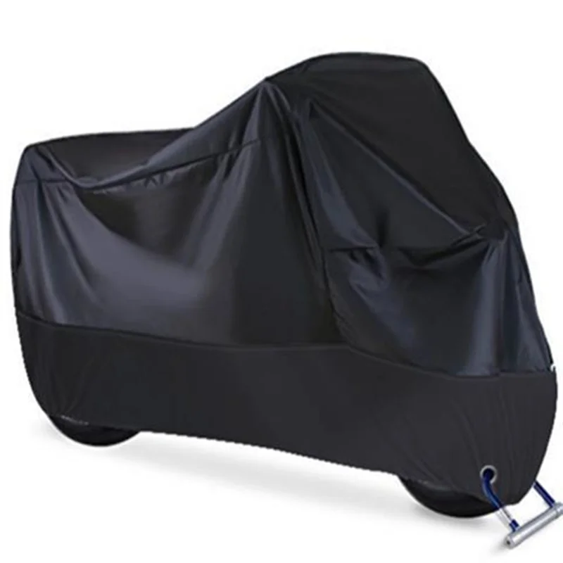 

Top!-Waterproof Motorcycle Cover All Seasons Dustproof UV Protection 190T Wear-Resistant Fabric Outdoor Motorbike Cover Black