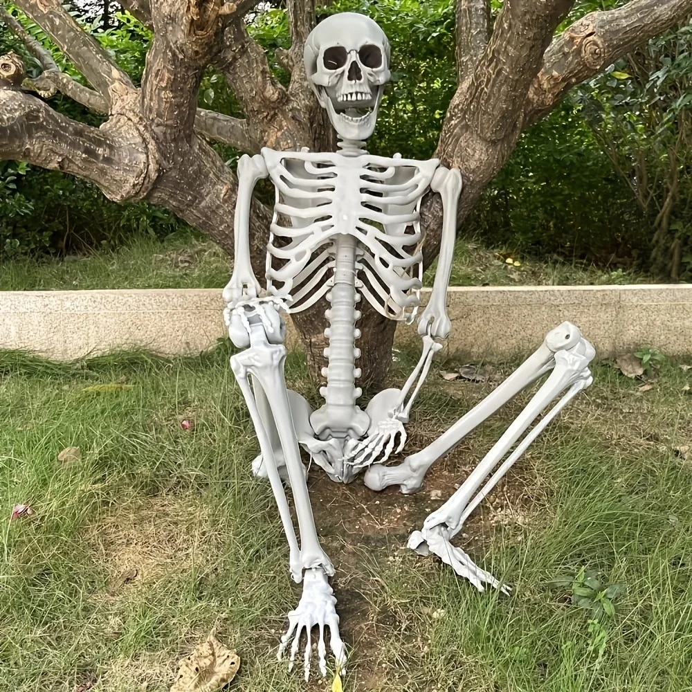 165 سنتيمتر زينة الهالوين الهيكل العظمي Posable شكل الإنسان الهيكل العظمي النحت مهرجان المنزل زينة الحفلات ديكورات منزل مسكون