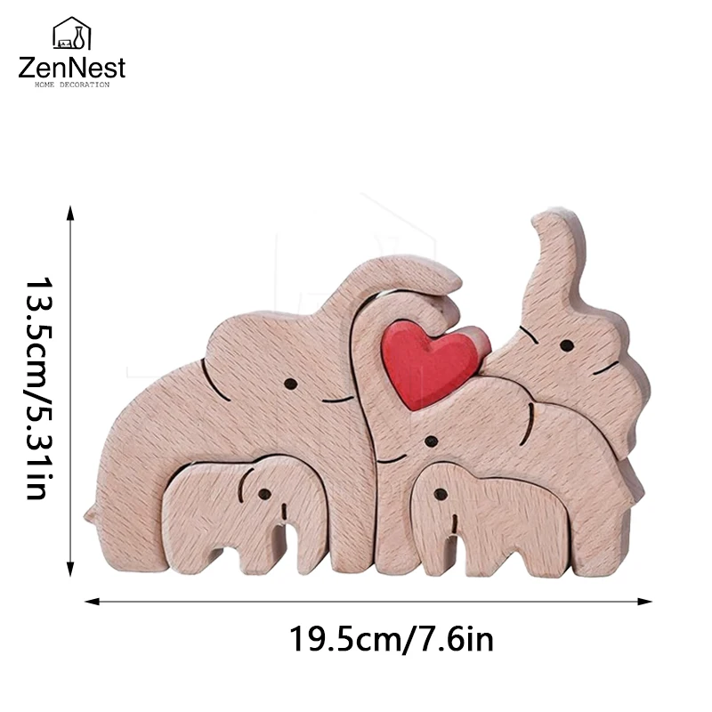Elephant Home Custom Name Puzzle Ornament DIY Wooden Elephant Puzzle Home Decor Free Custom Birthday Gift Thanksgiving Gift