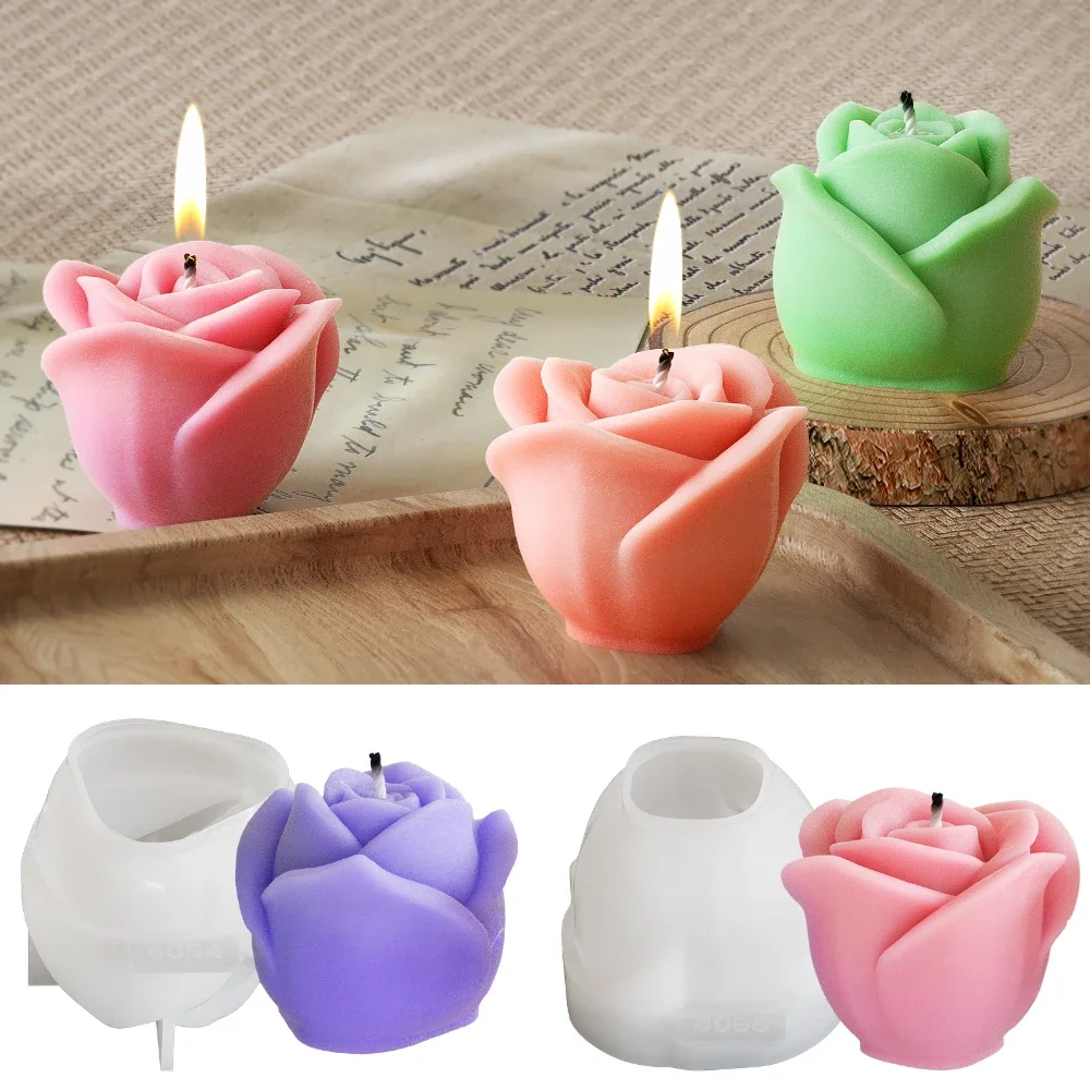 Fácil desmoldar flor vela que faz moldes alívio rosa sabão resina moldes de silicone dia dos namorados presentes de chocolate decoração do bolo de casamento