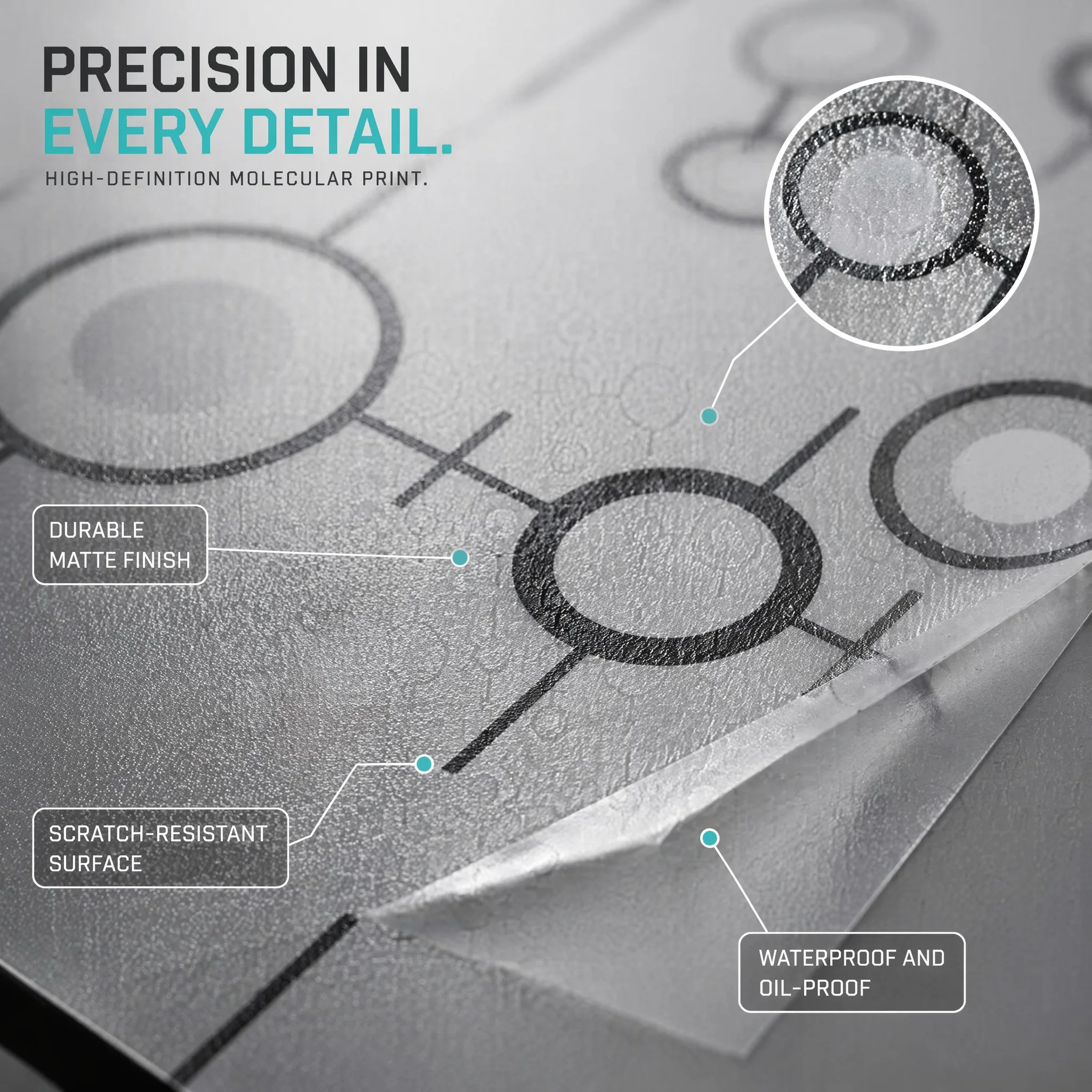 Self-Adhesive Modern Molecular Circle Frosted Window Film, Waterproof 95% Privacy Removable No Residue Geometric Glass Sticker f view 2