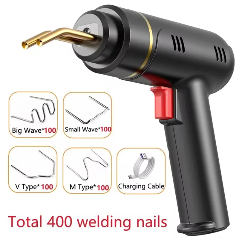 AB47-200W لحام البلاستيك اللاسلكي طقم لحام البلاستيك 400 قطعة دباسة ساخنة USB قابلة للشحن الوفير طقم تصليح لمعظم البلاستيك