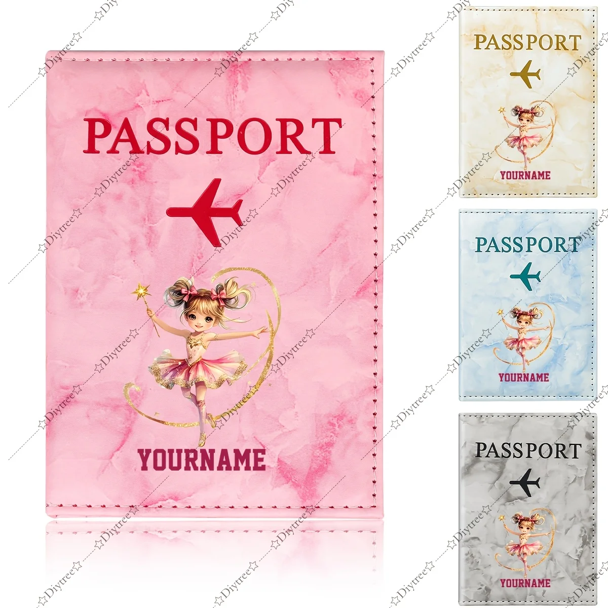 Personalized Name Customized Fairy Illustration Passport Cover | Elegant Fairy with Magical Glow and Dreamy Attire Design