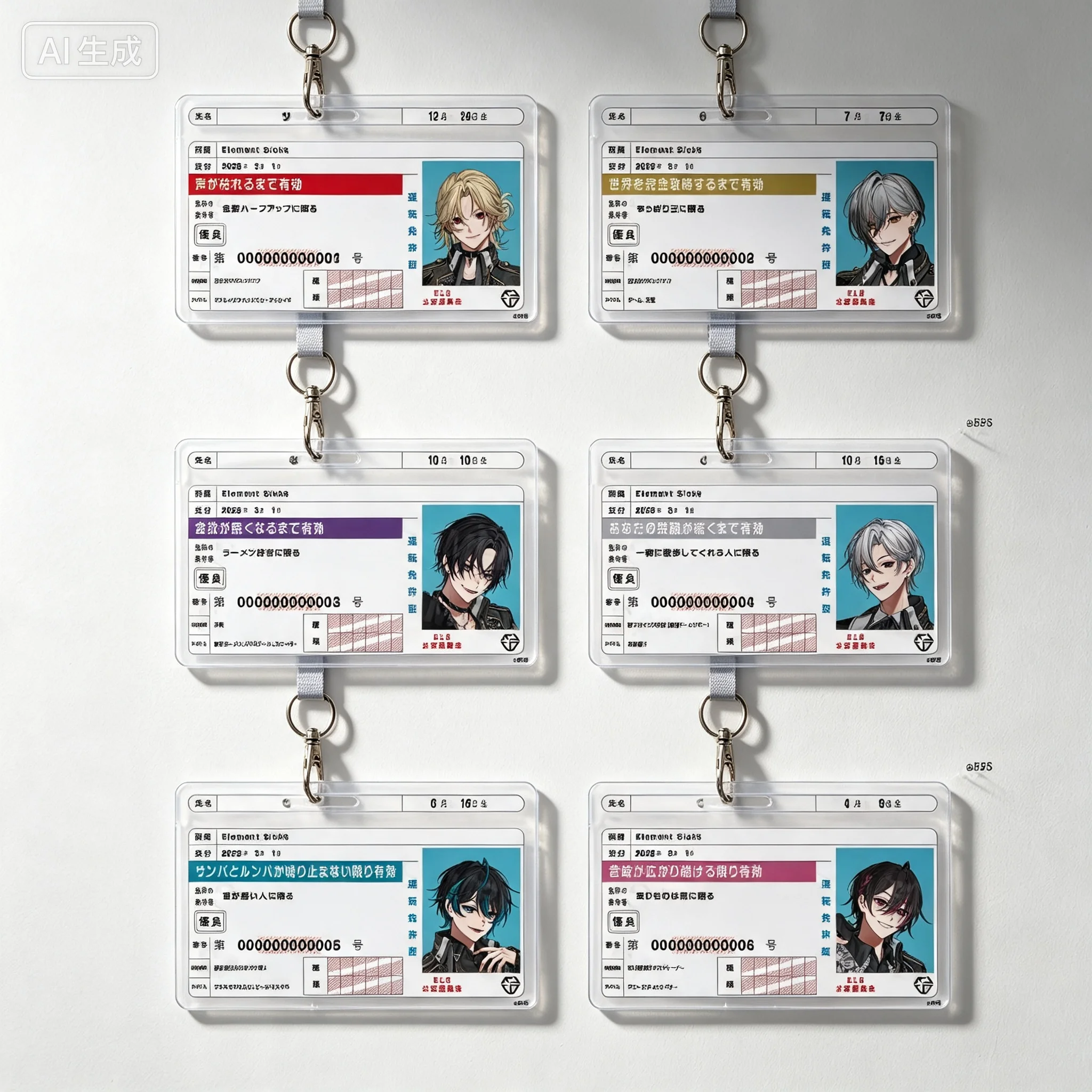 Anime Element Sicks One-year Anniversary Haruki Take Neiro Driver's License Wind Acrylic Pendant Keychains Bag Decorations