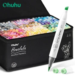 Ohuhu Honolulu 320 Colors Marker Pen Set Alcohol Art Markers Refillable Dual Tips Sketching Drawing Manga School Art Supplies