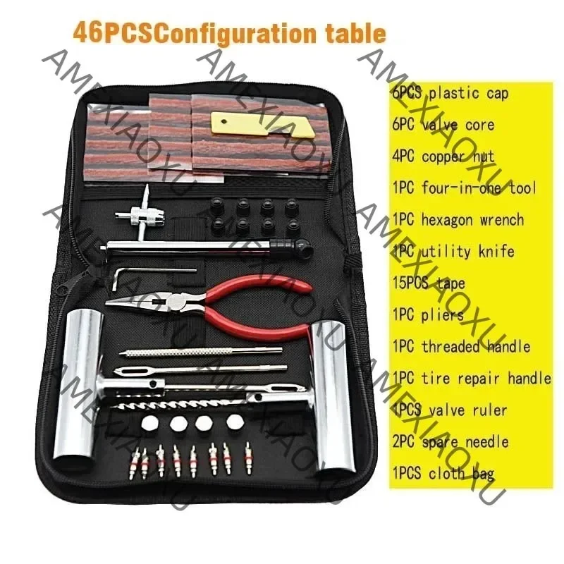 46/62 Pcs Set Car Tire Repair Tool Tire Repair Kit Studding Tool Set Auto Bike Tire Repair Puncture Plug Garage Car Accessories