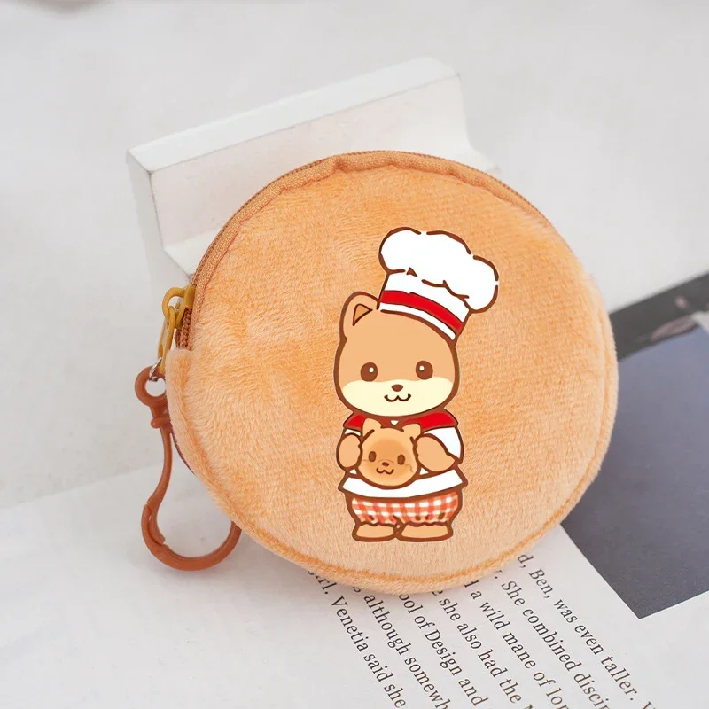 Sylvanian Families-Porte-monnaie rond en peluche pour enfants, sac de rangement portable de dessin animé mignon, sac à main Kawaii pour enfants,