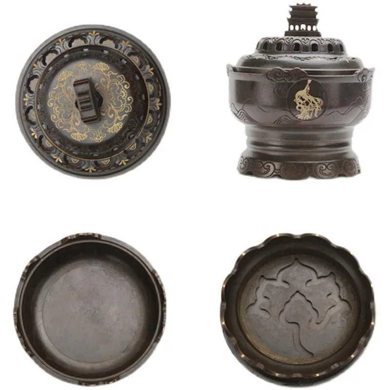 Poêle d'aromathérapie en cuivre, rêves de retour vers la maison Dunhuang, poêle à bois de santal rétro d'intérieur