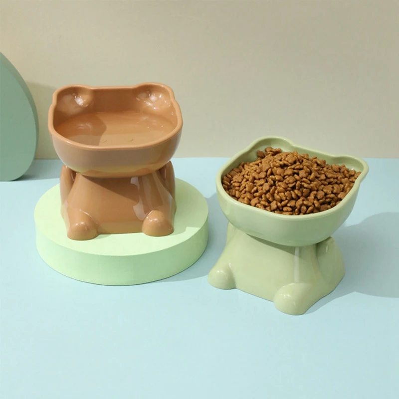 Cat Bowl High Foot Dog Bowl Neck Protector Pet Cat Food Water Bowls Anti-overturning Pet Feeding Cup Pet Feeder Supplies ﻿