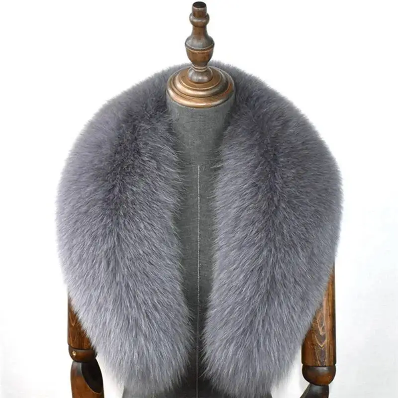 100% Natural Real Fox Fur Collar For Women Men Coat Jacket Fur Scarf Winter Extra Large Size Neck Warmer Fur Scarf Shawls Wraps
