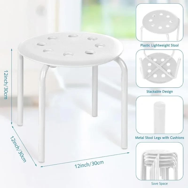 Kids 'Round Stackable Cadeiras Set, sala de aula, plástico Stacking Stool, Multiuso, assento flexível, 12 ", 10 pcs