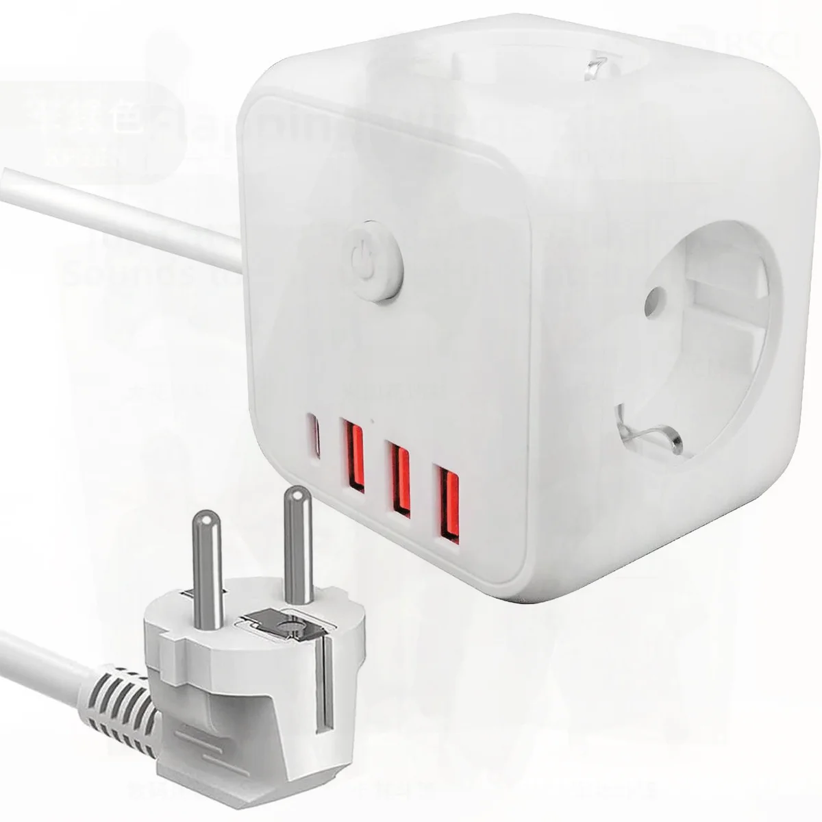 

Rubik's Cube Socket Conversion Plug Type C European Standard Multi-Function German Gauge with Cable