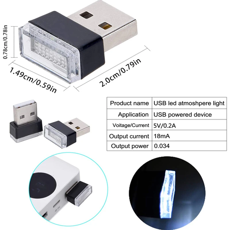 Car interior USB Ambient Light Mini Small USB LED Bulb Auto Decorative Ambient Emergency Lighting Portable Accessories Red White