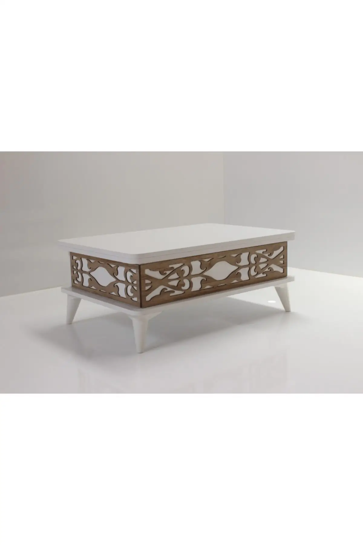 DOLBOVI Smart Magic Coffee Table 3 Kadameli Cekmeceli Flip White Coffee Table