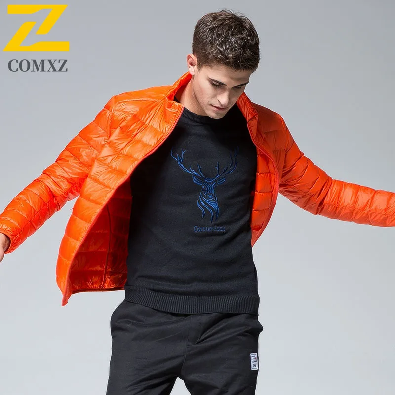 Homens jaqueta 2025 90% pato branco para baixo moda leve algodão veludo quente jaqueta de algodão ao ar livre casual inverno casaco com zíper