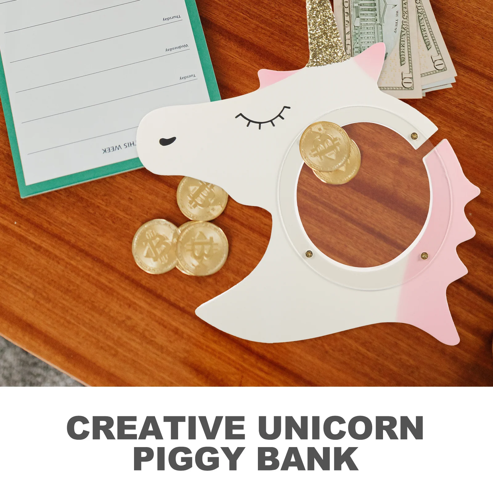 Eenhoorn Spaarpot Acryl Muntcontainer Kinderen Spaarpot Voor Meisjes Leuke Desktop Decor Duurzame Geld Opbergdoos Cartoon Bank