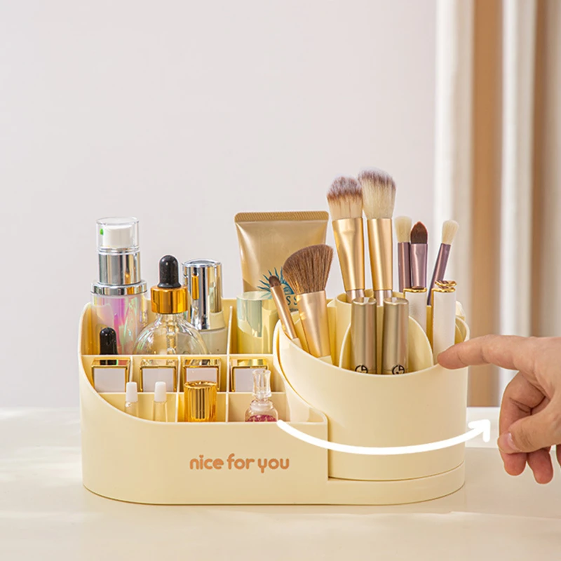 

360° Rotating Makeup Brush Holder Cosmetic Storage Box Makeup Organizer Lipstick Eyebrow Pencil Holder Desktop Storage Box Set