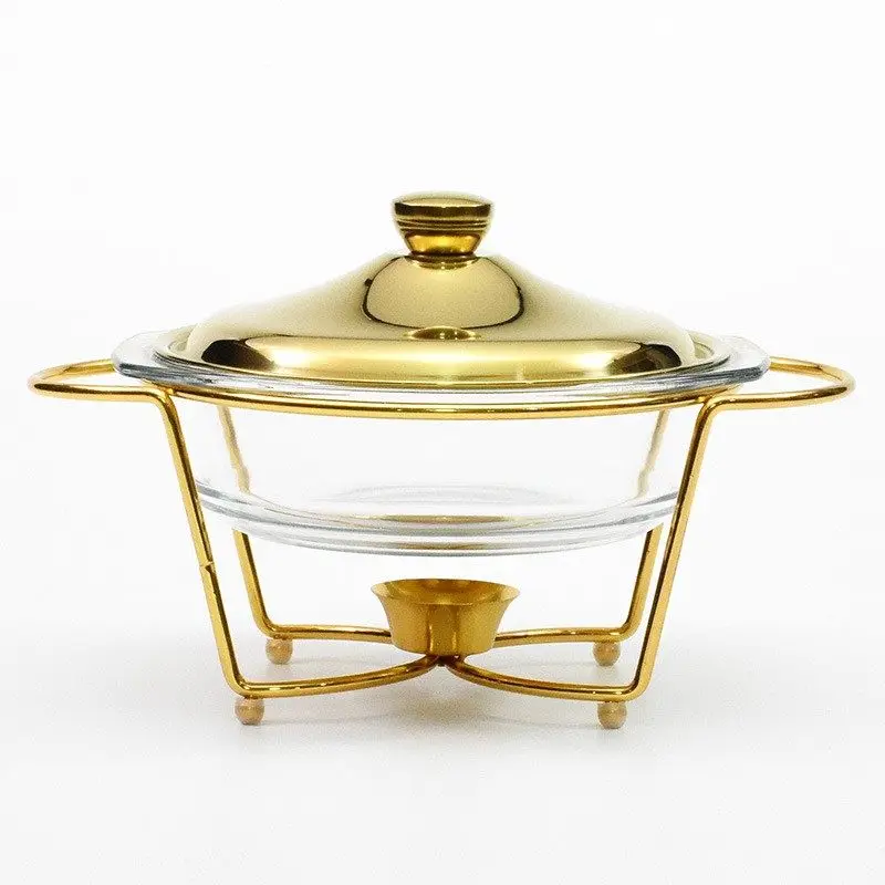 

Stainless Steel Open Stove Household Glass Round Soup Pot Candle Heating Tableware Pot