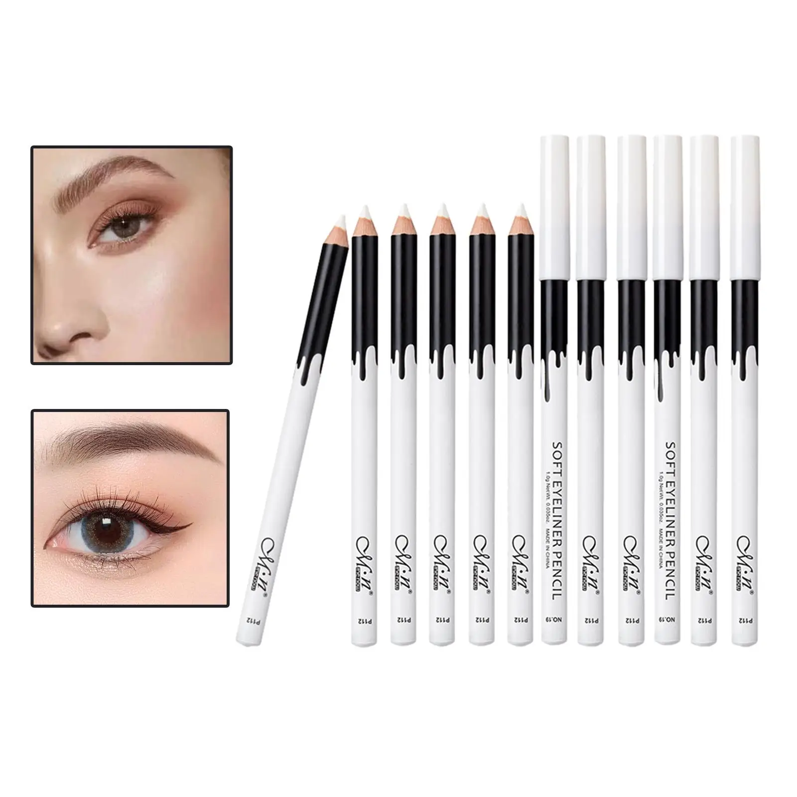 12 Pieces Waterproof Highlight Eyeshadow Eyeliner Pencil Makeup Stick White