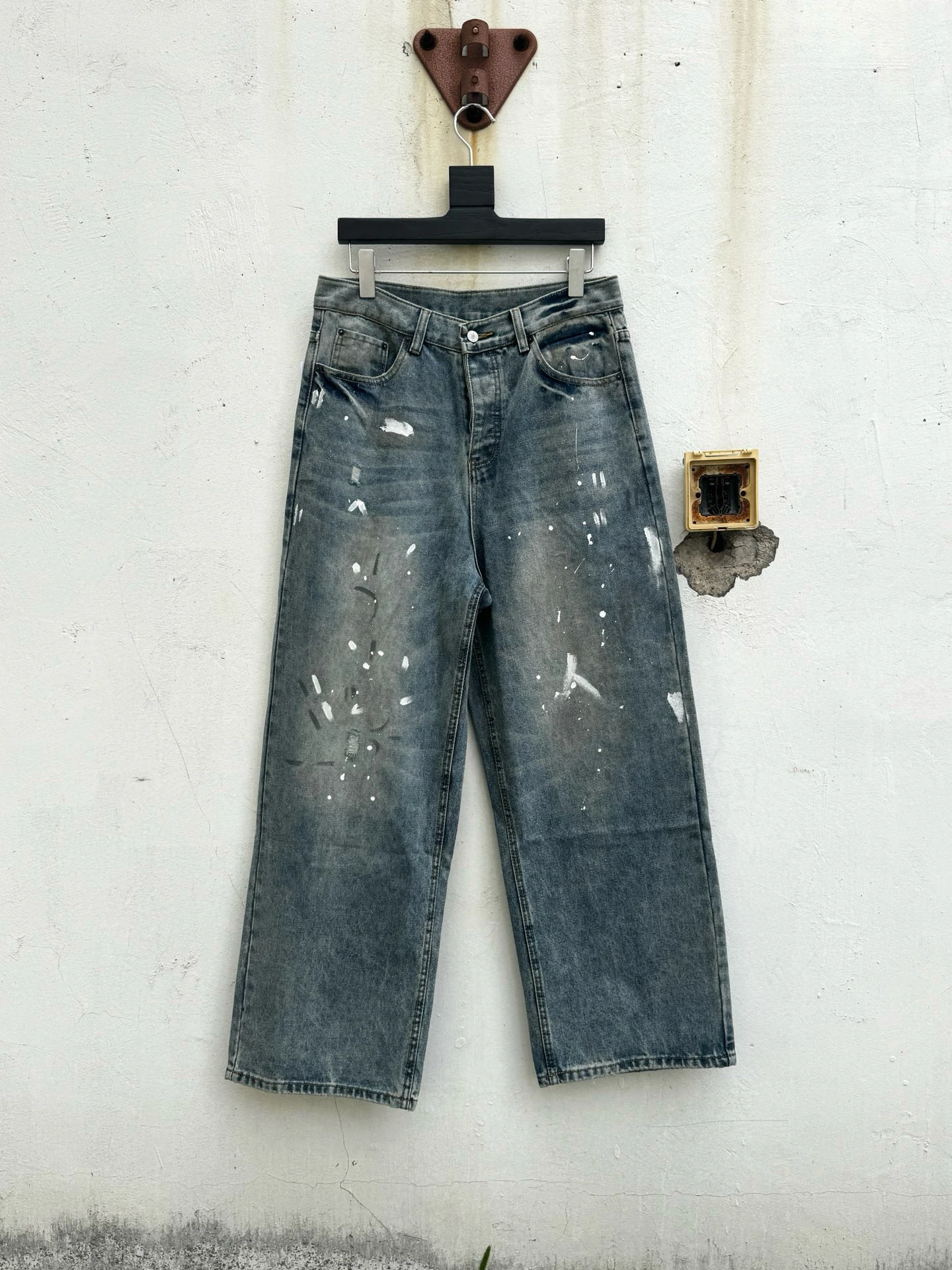 

Waed Loose Women's Denim Jeans Hand-Painted Splatter Ink Vintage Sle High Waist Wide Leg Long Pants Autumn Season Faion