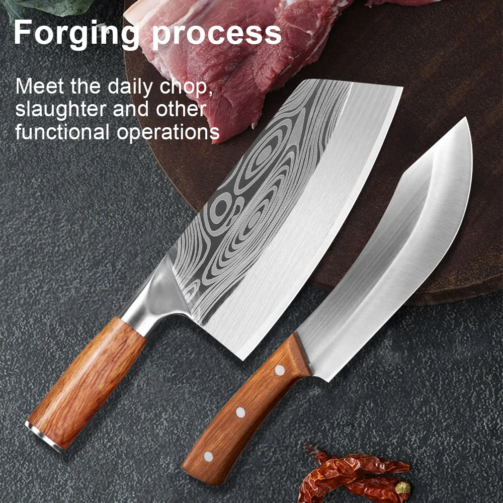 

Cleaver Knife High Carbon Steel Kitchen Knives Meat Vegetables Fish Chicken Chef Knife Wood Handl Cooking Butcher Damascus knife