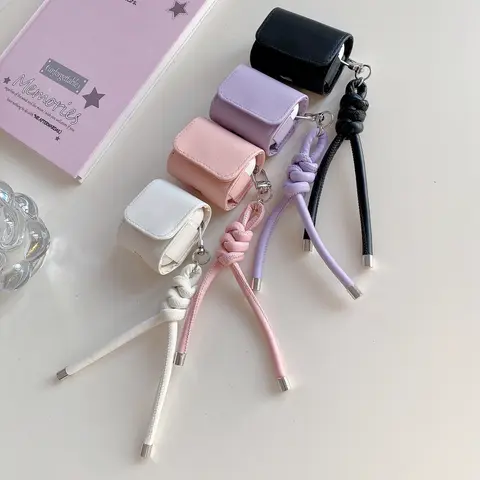 Stylowa, prosta, jednokolorowa, skórzana obudowa z zawieszką do słuchawek AirPods 1 lub 2 3 4 AirPods Pro 2