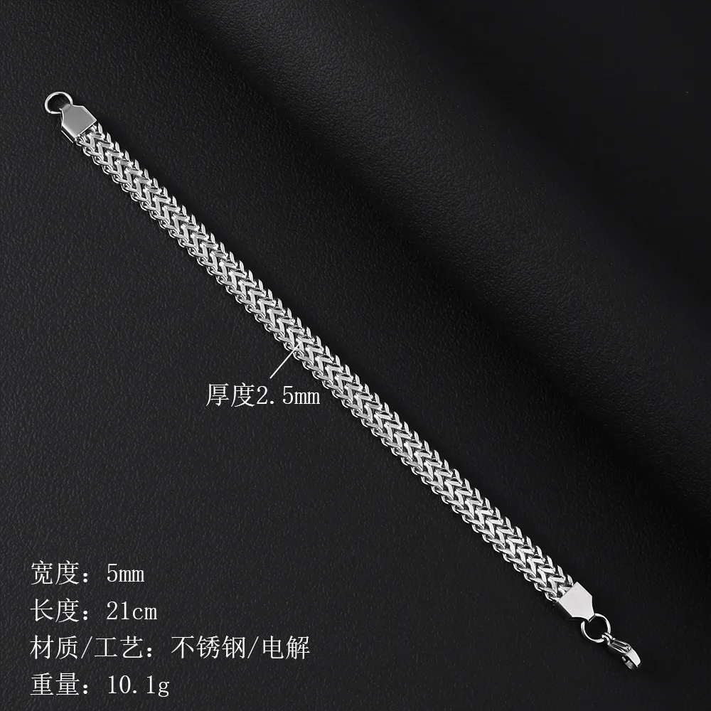 8mm Edelstahl Geflochtenes Doppelreihiges Vorder- und Rückseiten-Fischschuppen-Armband, Einfaches, Nicht Verblassendes Herren-Armband, Hip-Hop-Schmuck – Detail 5