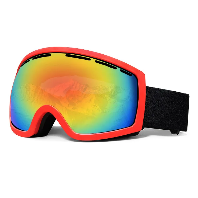 Two Layers UV400 Anti Fog Cylindrical Lens Ski Goggles Mirror Lens Custom Magnetic Snowboard Goggles for Outdoor Sports Cyclingp