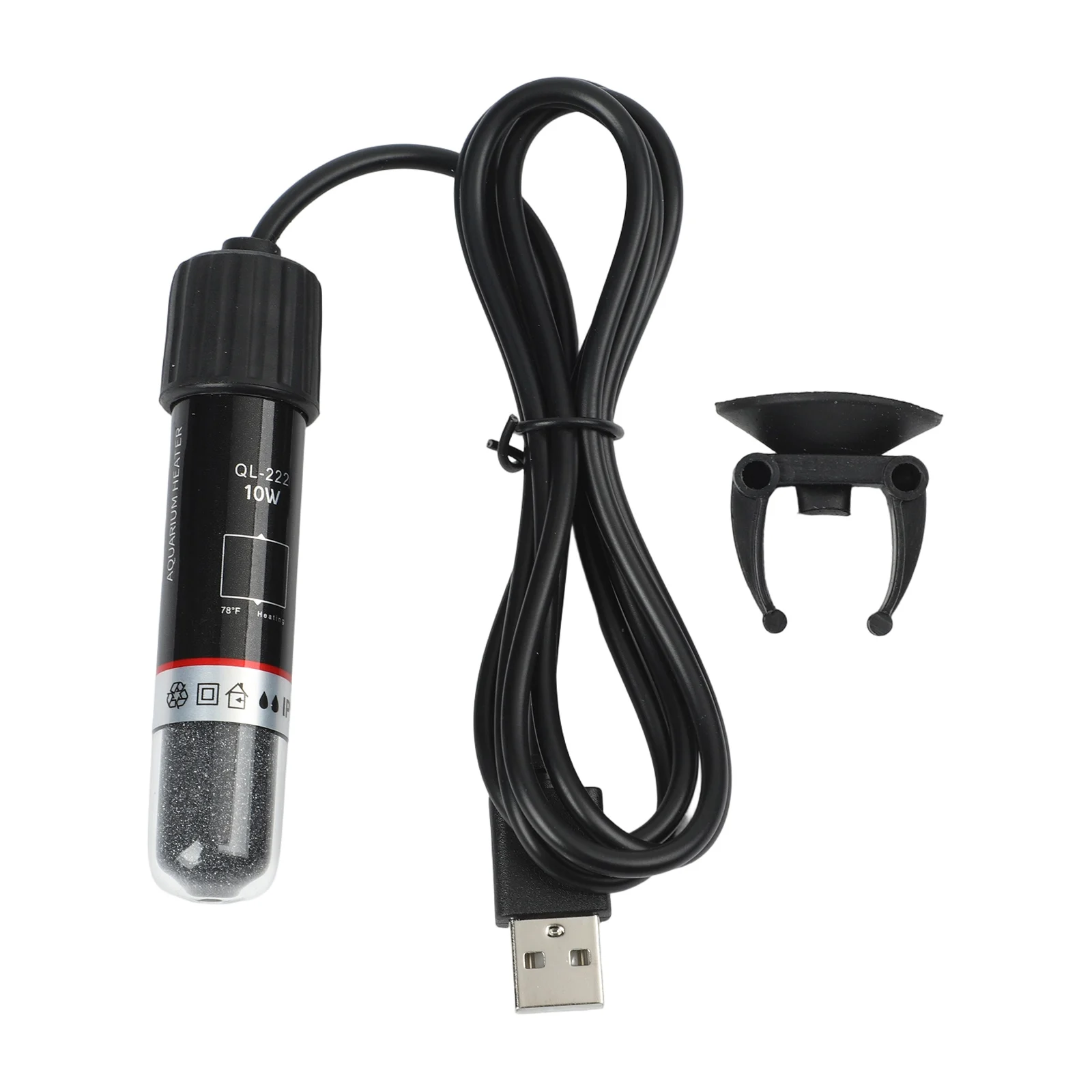 10W USB Powered Aquarium Heater 5V 2A Automatic Thermostat 26C Constant Temperature Quartz Tube Black For Fish Tank Turtle Bowl