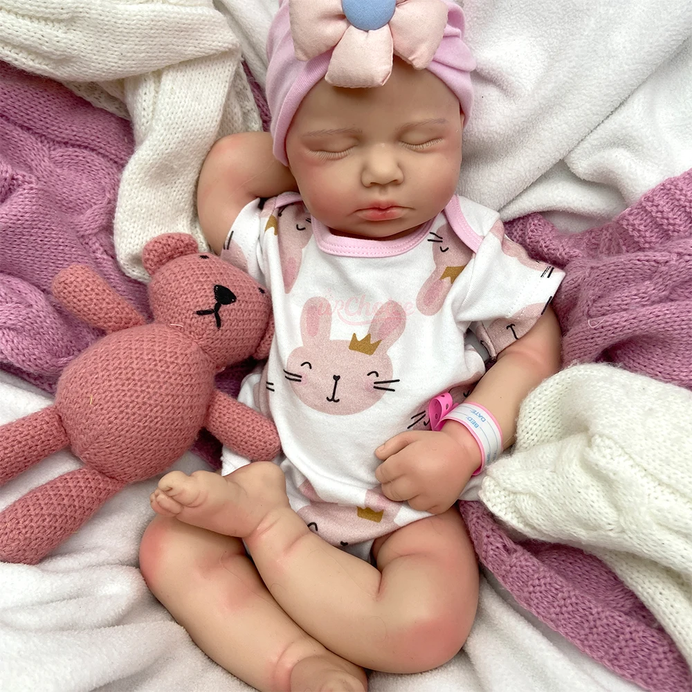 Bambola Reborn in Silicone Solido da 20 Pollici, Realistica, con Bocca Apribile, Peso di Neonato, Sensazione Reale, per Collezionisti