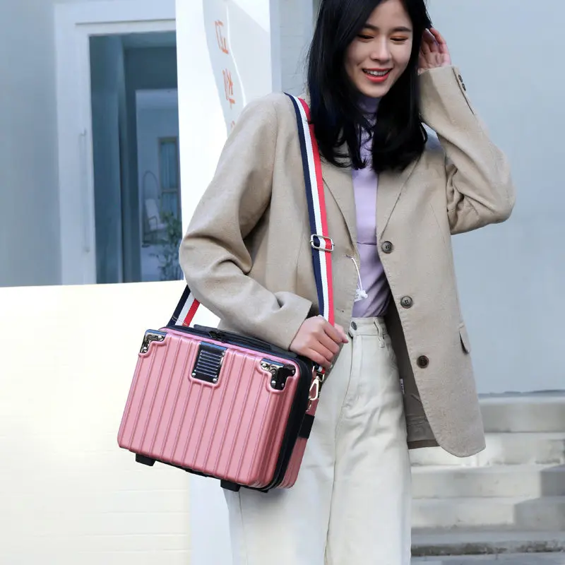 New Fashion Luggage Handheld Makeup Case 14 Inch Multi Functional Portable Small Box Shoulder Bag Female Trendy