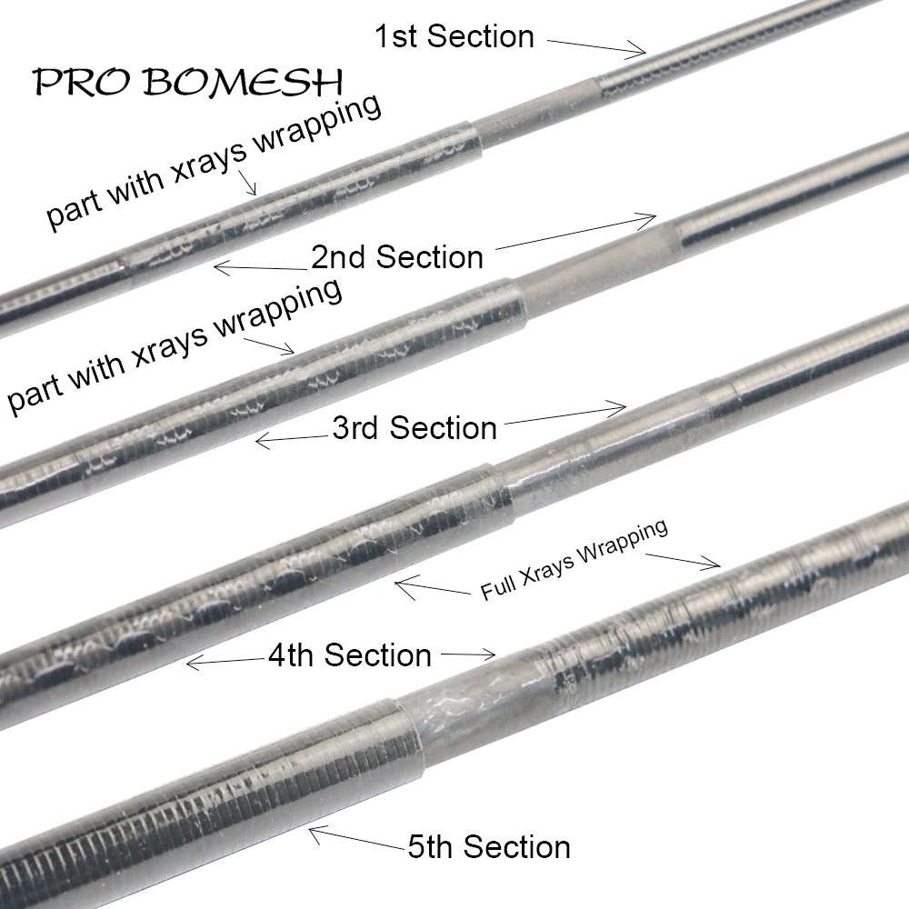 Pro Bomesh 2.23m 2.3m ML M 5 sezioni X-ray Wrapping asta da viaggio in fibra di carbonio Blank Bass Rod Blank fai da te Rod Building Component Cane