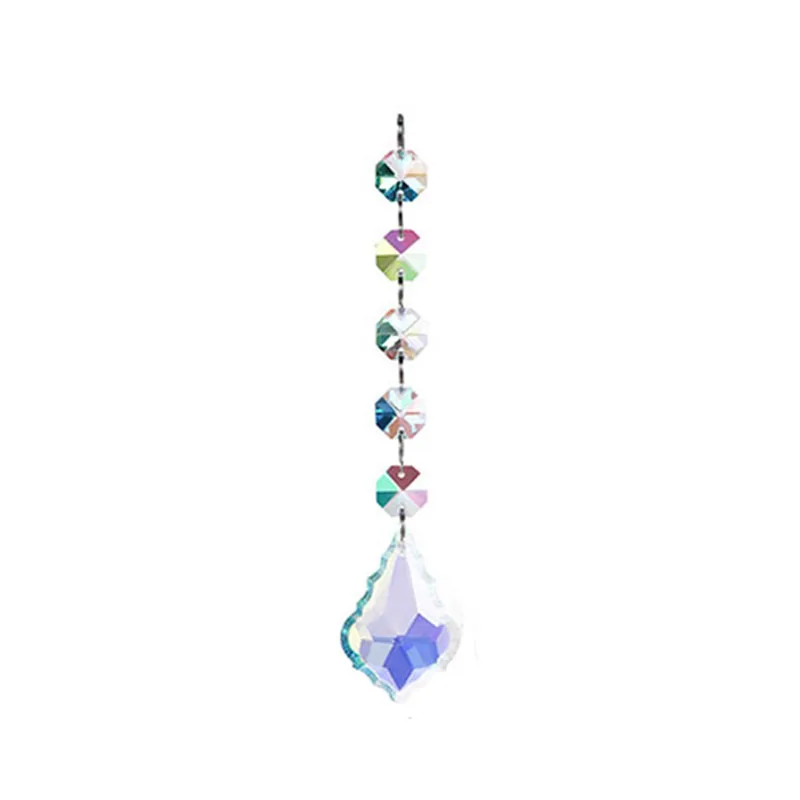 10pcs Crystal Suncatcher Prisms Pendant Chakra Octagon Beads Chain Rainbow Maker Hanging Drop Pendant Home Garden Decoration