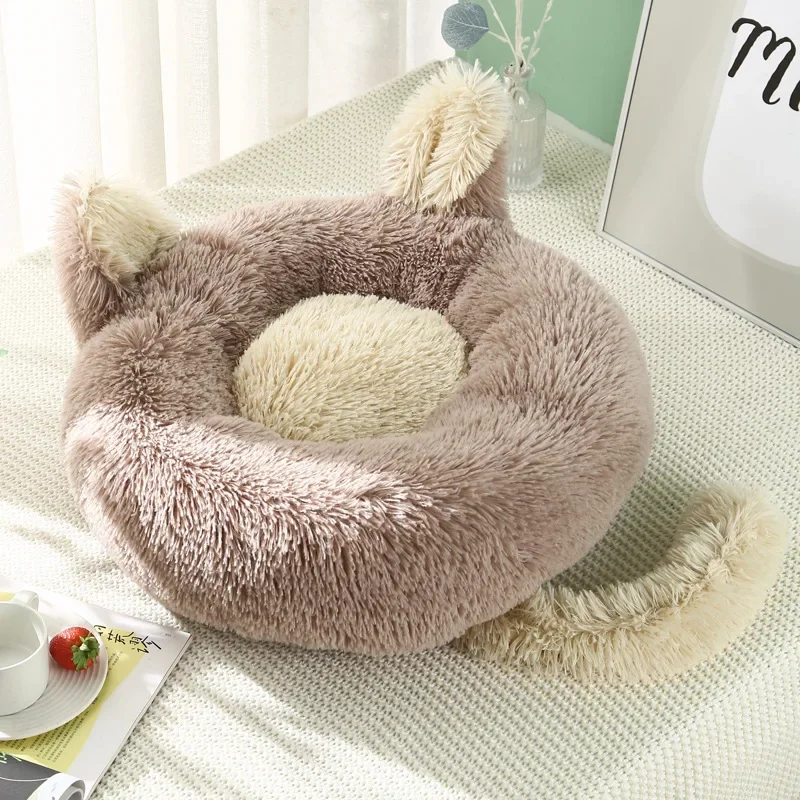 

Long Plush Pet Dog Bed Cushion Round Cat Bed Winter Warm Sleeping Pet Kennel Puppy Bed Mat Removable Dog House Sofa Pet Product