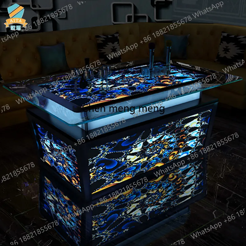 KTV special luminous coffee table marble bar stainless steel lighting tempered glass box table