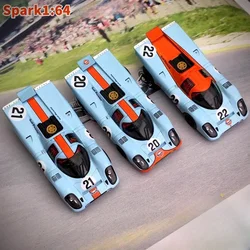 Spark 1:64 Porsche 917K Bay livery 1970 classic Le Mans race diecast car model Boy Collection Display toy gift for children.