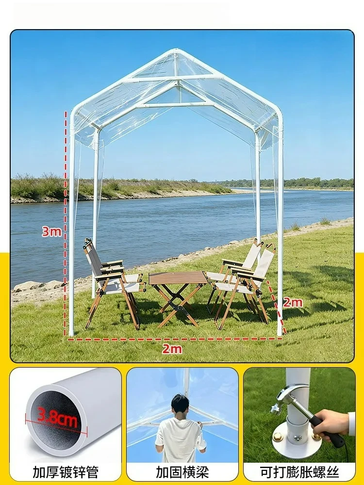 Factory Direct 2026 Fully transparent sun room tent outdoor market four-foot awning night market stall special rainproof plastic