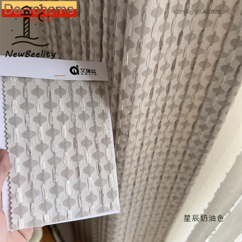 

Customised High-grade Cream Jacquard Thickened Blackout Warm Curtains for Living Room Bedroom Balcony Floor Windows