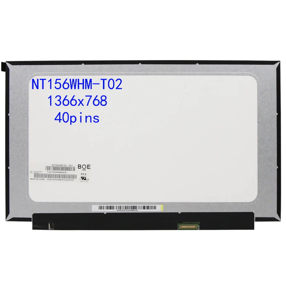 

15.6'' Laptop LCD Touch Screen NT156WHM-T02 V8.0 NT156WHM-T02 B156XTK02.1 HD 1366*768 EDP 40 Pins